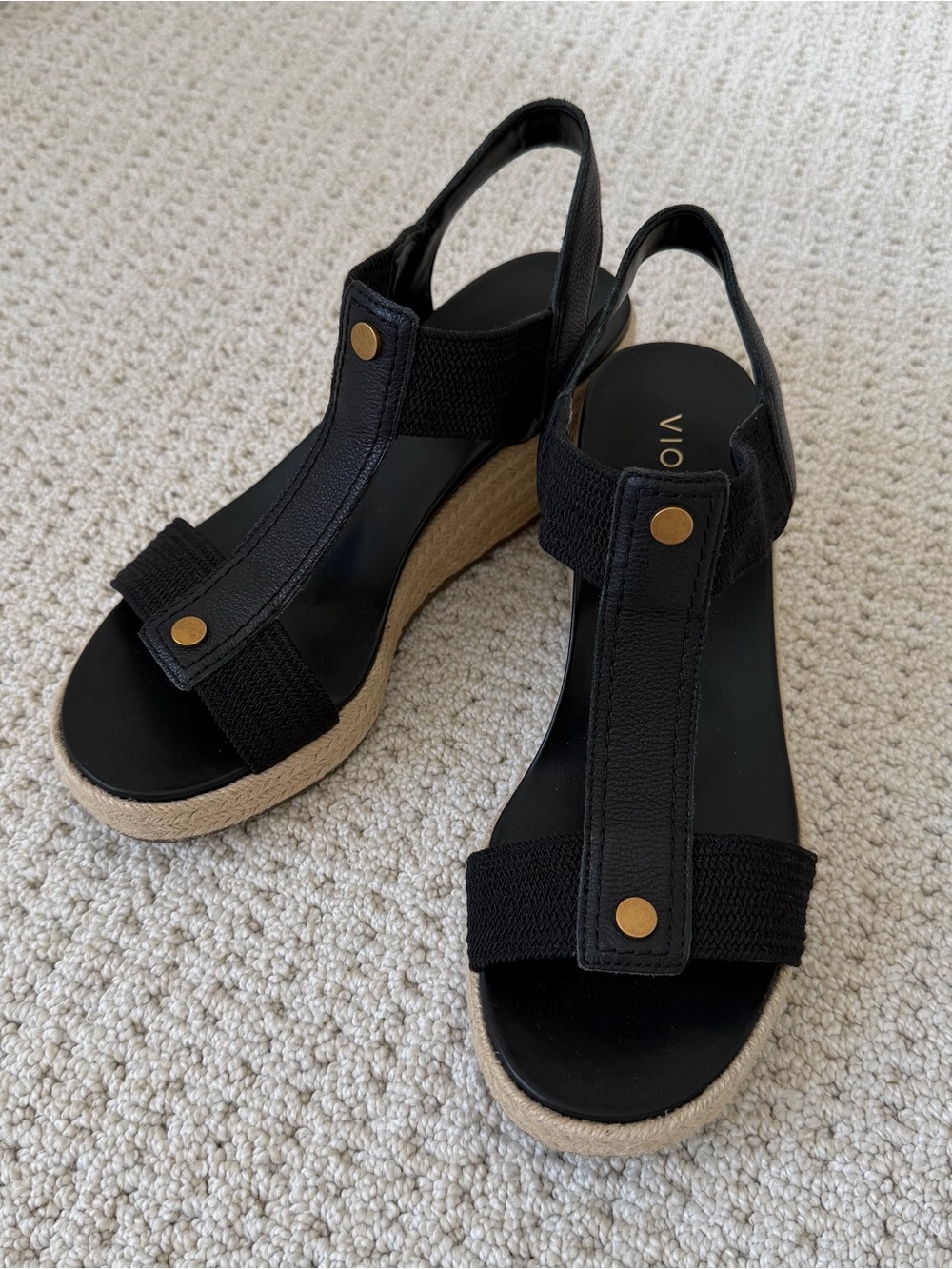 VIONIC Calera Wedge Sandals Black Sz 9 - Picture 2 of 7